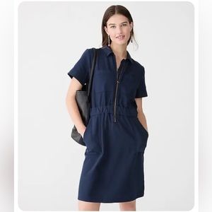 J. Crew Zip Front Chino Dress in Navy